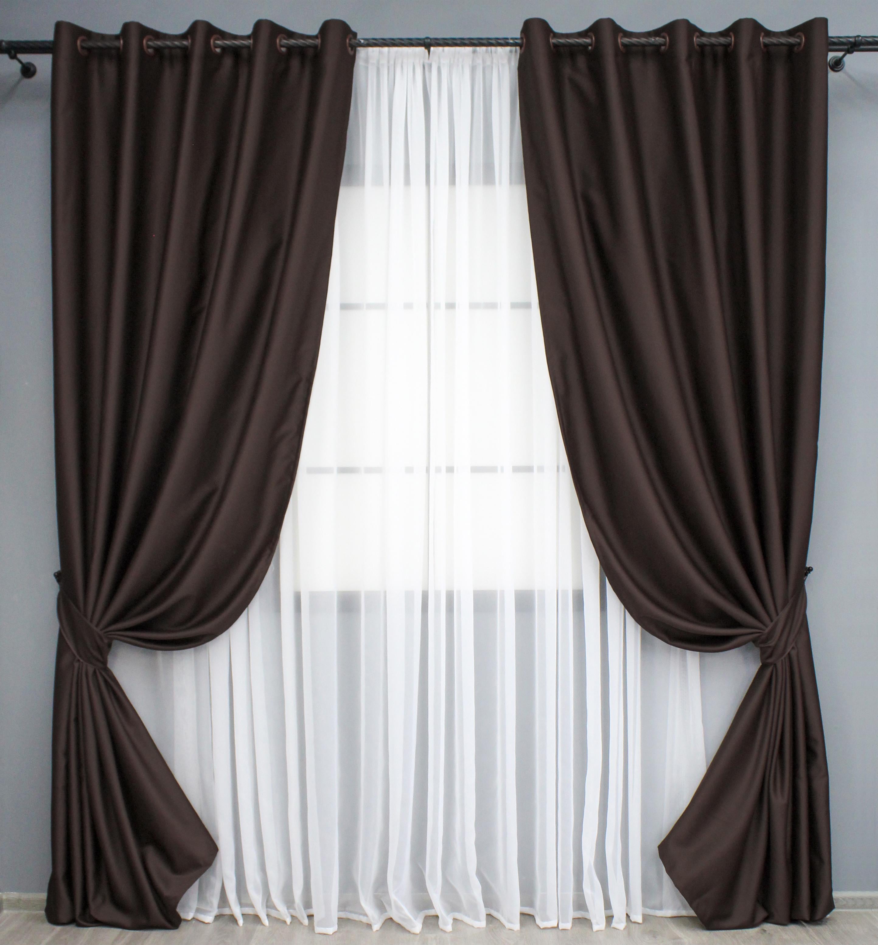 Комплект штор на люверсах VR-Textil Midnight №1678ш 150х270 см 2 шт. Венге (37-0218)