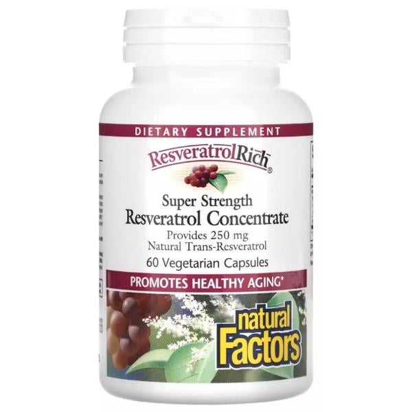 Ресвератрол Natural Factors Resveratrol Rich Super Strength Resveratrol Concentrate 60 Veg Caps (22775975)