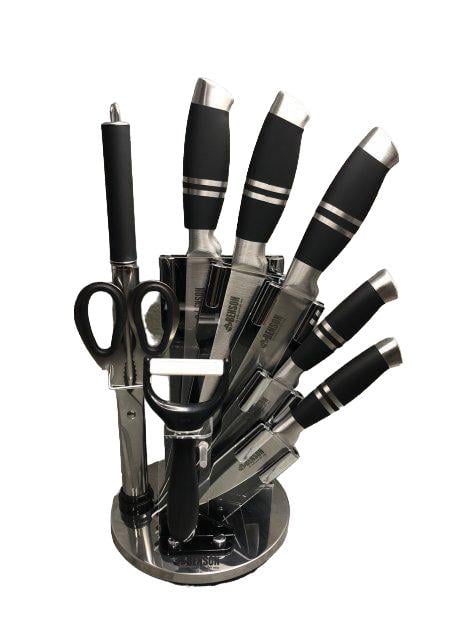 Набір ножів Benson BN-405 на підставці 8 предметів Чорний (14424248)