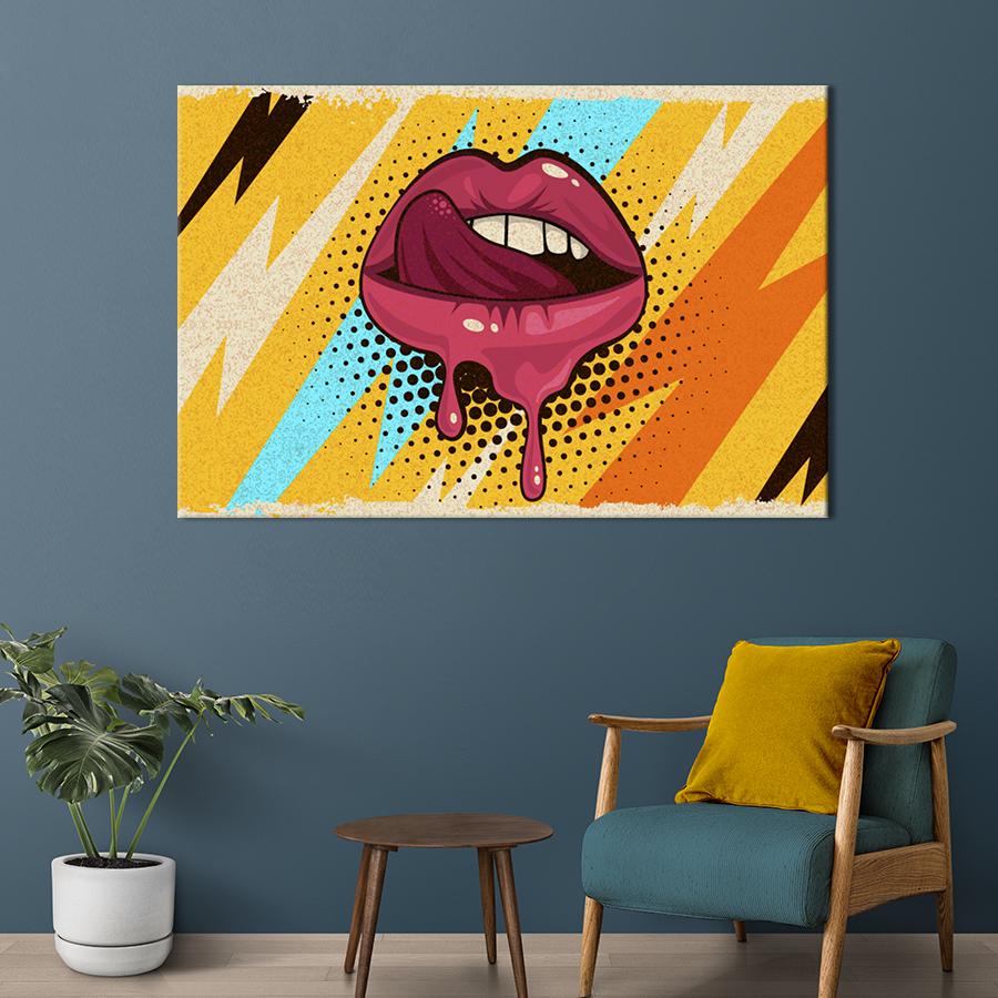 Настінний декор картина на холсті для інтер’єру Поп-арт губи 120x80 см (533-1)
