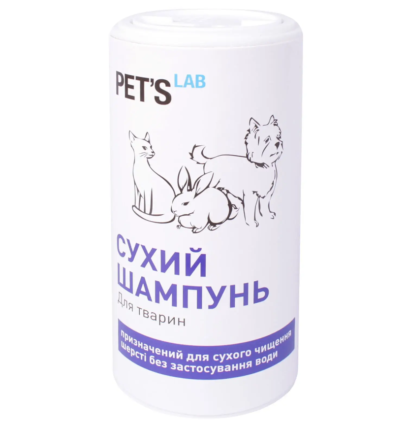Шампунь сухий Pet's Lab для котів собак та гризунів 180 г (00000006375