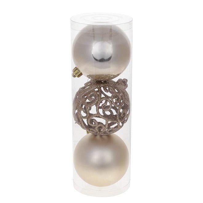 Набор новогодних шаров Flora пластик 3 шт. D 8 см (13078)