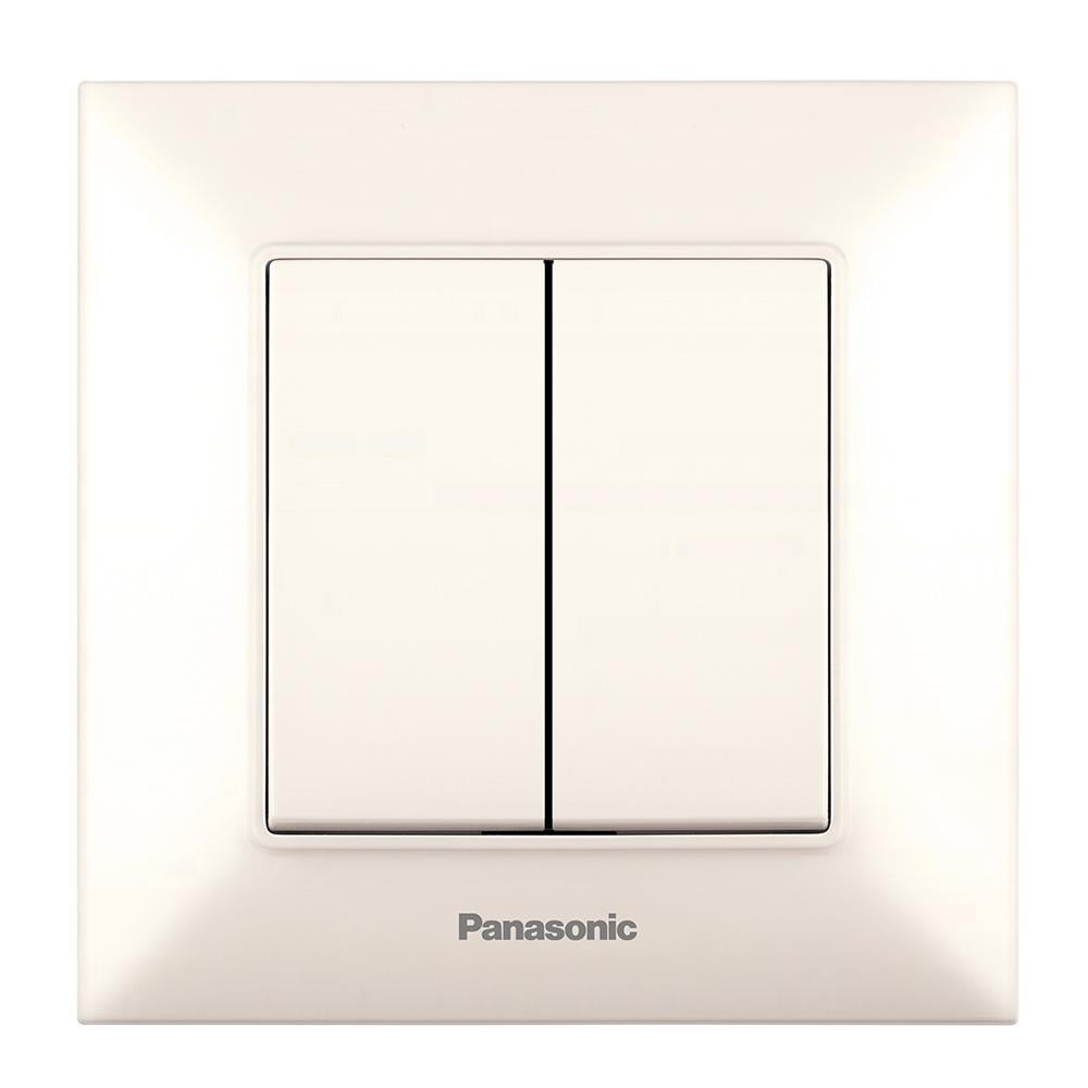 Выключатель Panasonic Arkedia Slim двухклавишный Кремовый (22844)