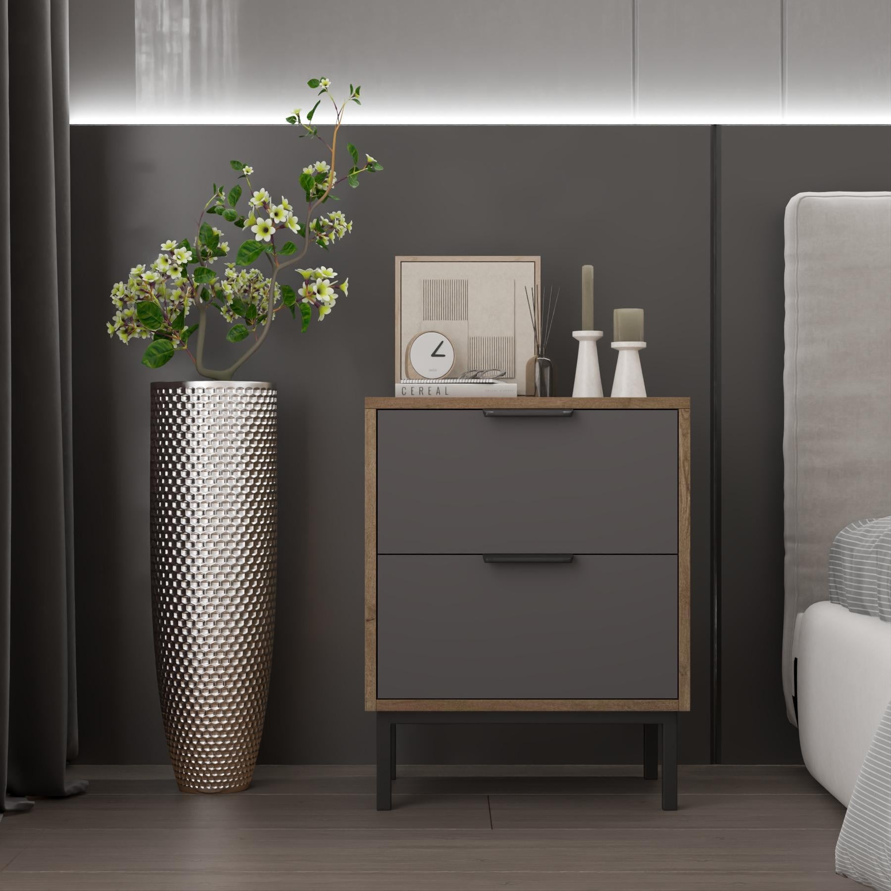 Тумба приліжкова Нео ДСП Графіт Сірий/Дуб аліканте (TP-13-006)