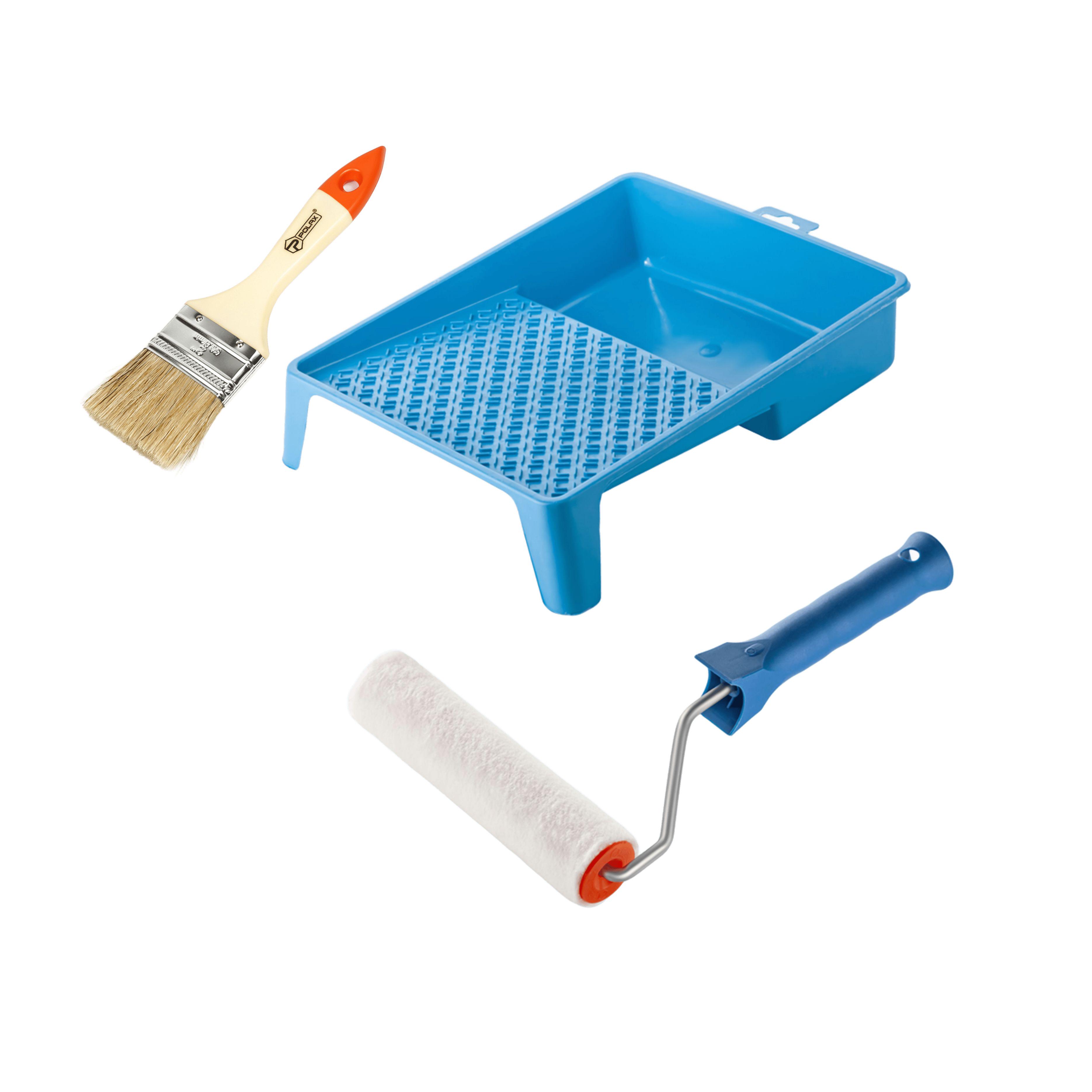 Валик Стандарт Велюр 150х30 мм с ручкой/ванночка и кисточка (770-242)