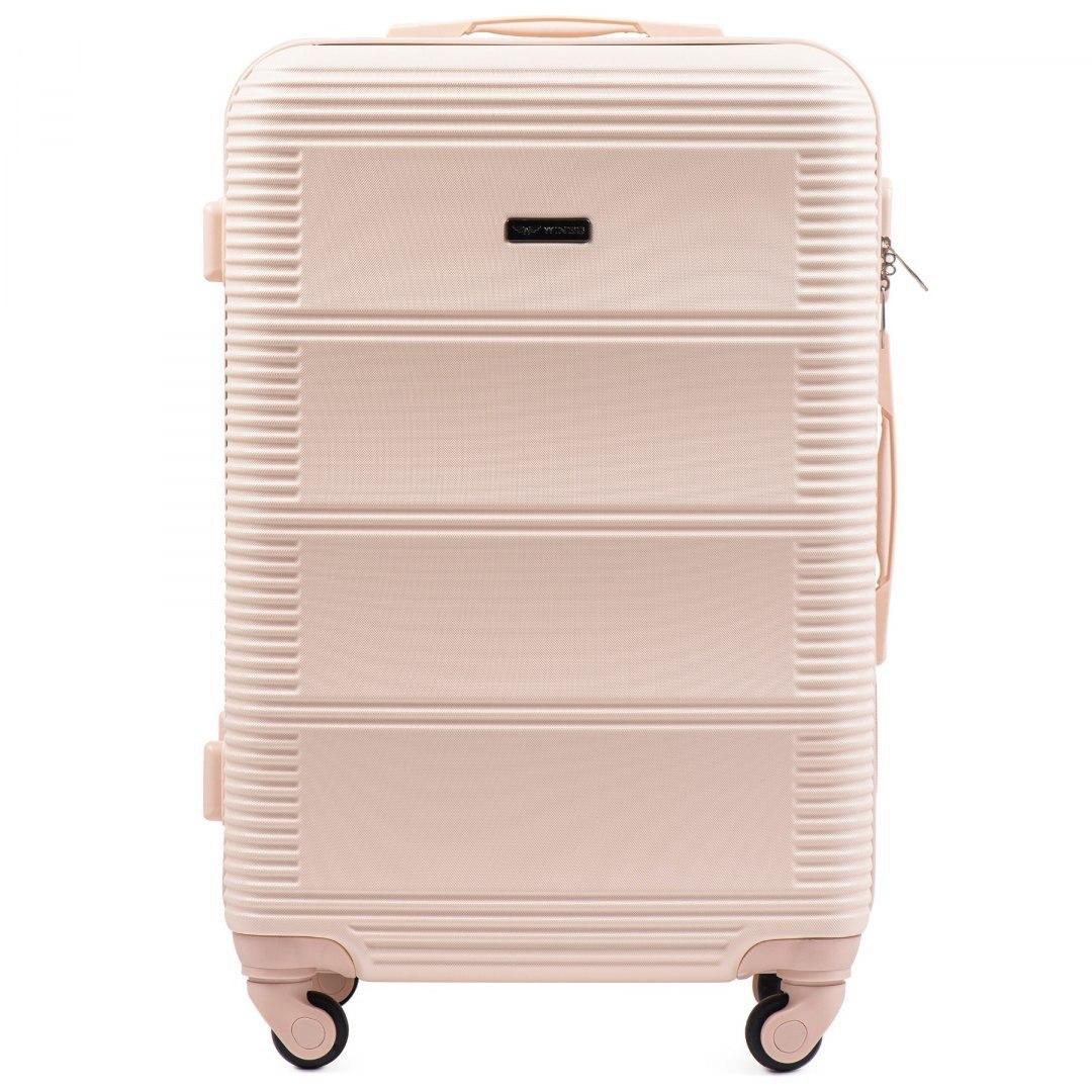 Валіза пластикова Wings K203 велика на 4 колесах 75х49х29 см 93 л Бежевий