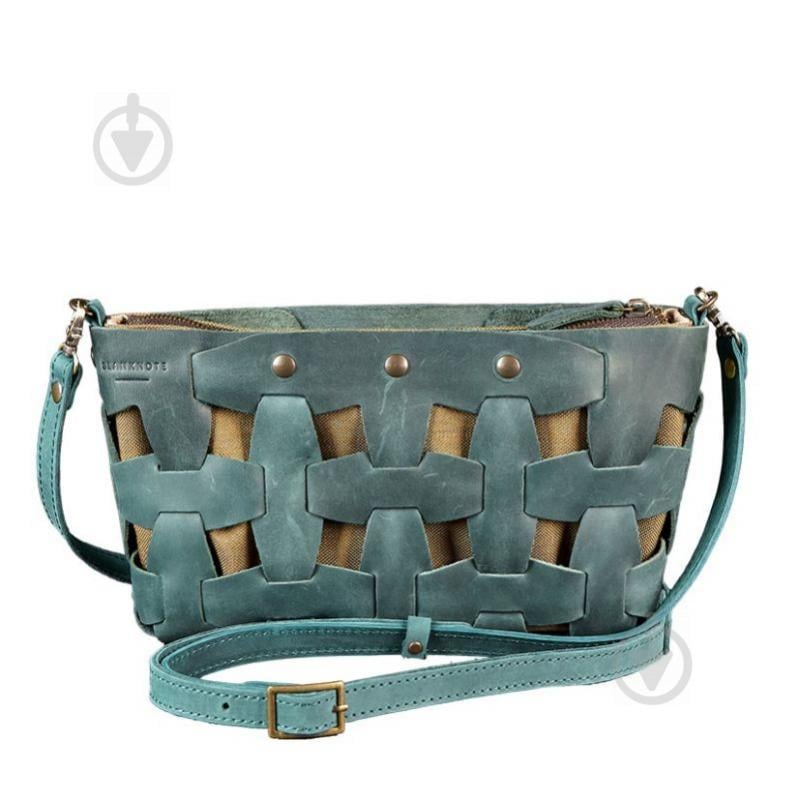 Шкіряна плетена сумка жіноча BlankNote Пазл Crazy Horse S Зелена (BN-BAG-31-iz)