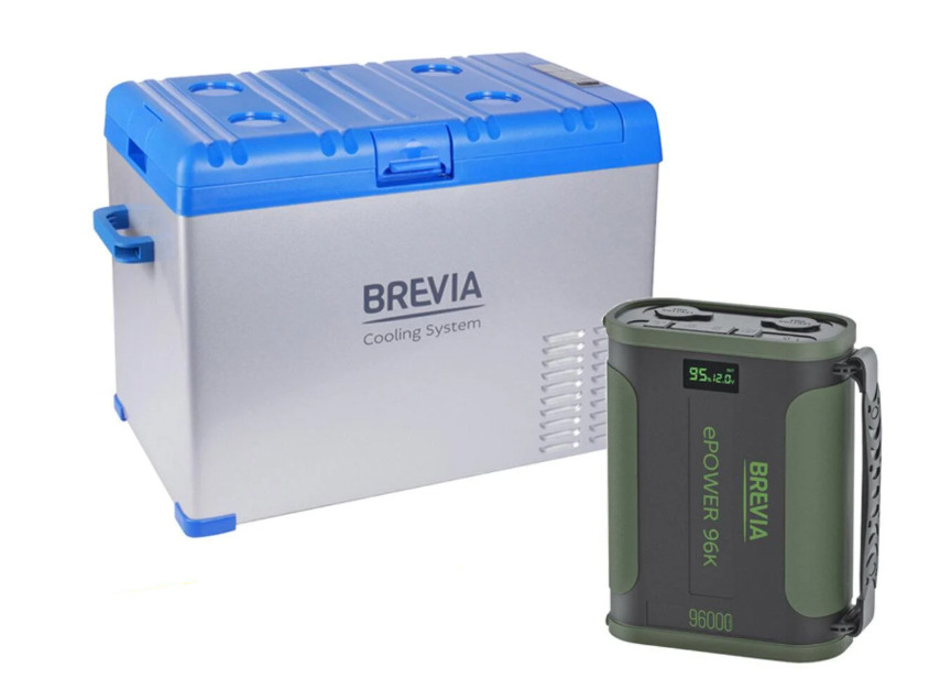 Холодильник автомобильный Brevia 40л 22420+ портативная зарядная станция ePower 96Ah Зеленый