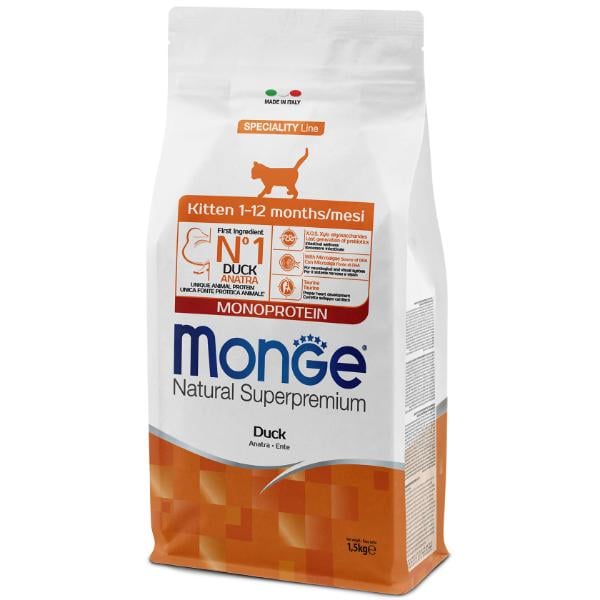 Корм для кошек сухой Monge Cat Kitten с уткой 1,5 кг (000025718)
