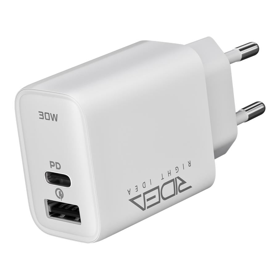 Зарядний пристрій мережевий Ridea RW-30120 Turbo 1×USB-A + 1×USB-C PD/QC/PPS 30 Вт 100-240 В (37991224)