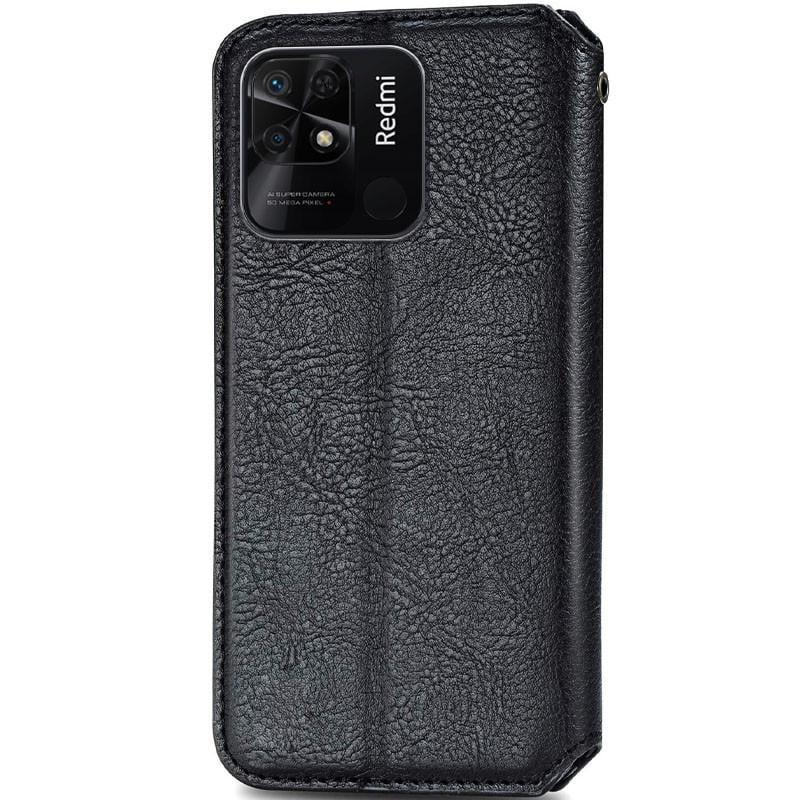 Противоударный кожаный чехол книжка GETMAN Cubic (PU) для Xiaomi Redmi 10C Черный - фото 2 Противоударный кожаный чехол книжка GETMAN Cubic (PU) для Xiaomi Redmi 10C Черный - фото 2