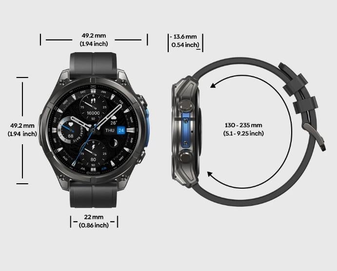 Смарт-часы Zeblaze Vibe 8 бронированный корпус 316L сталь с фонариком и сапфировым стеклом Black (6946639) - фото 9