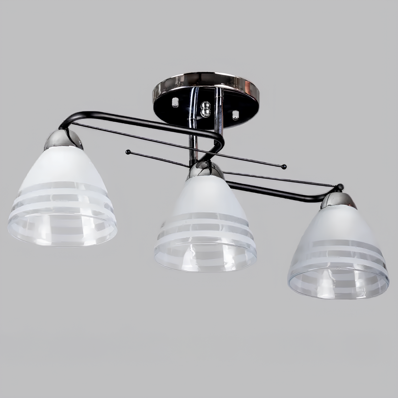 Люстра Svet на три стеклянных плафона под лампу Е27 Черный/Хром (SH-67110/3 CR+BK)