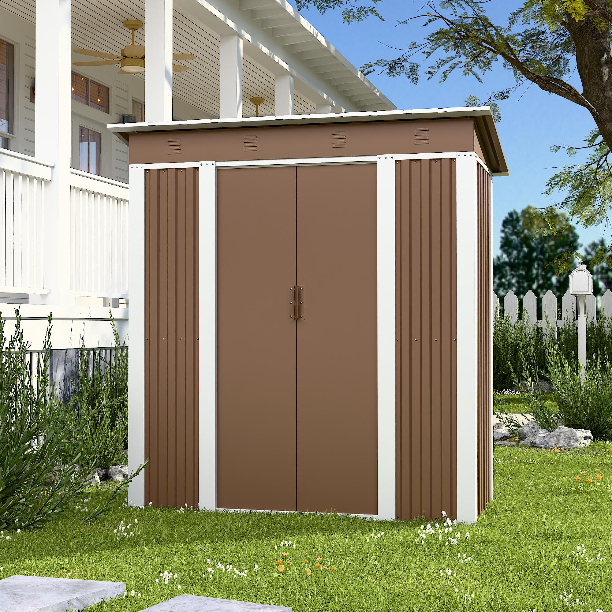 Хозблок-сарай металлический SS-01 с односкатной крышей 1850х1800х900 мм Коричневый - фото 2