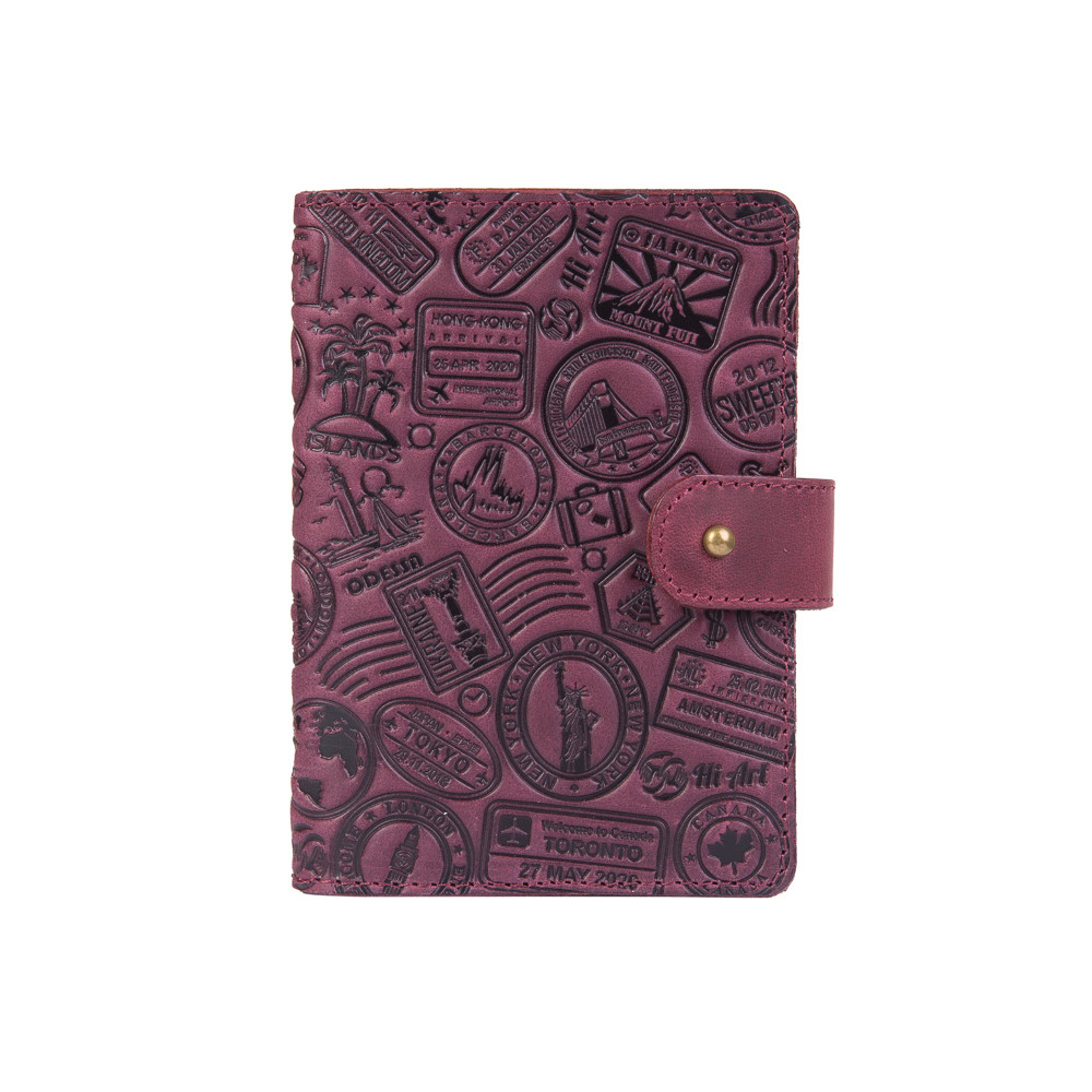 Портмоне HiArt Let's Go Travel PB-03S/1 Shabby Plum из натуральной кожи для паспорта/ID документов Фиолетовый (PB-03S/1-S19-1621-T007)