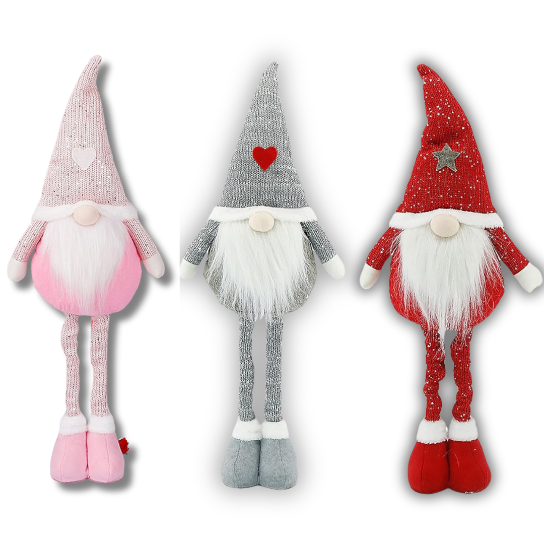 Комплект новогодних гномов под елку на ножках декоративные фигуры Niki Light 70 см Серый/Красный и Розовый (2812147899)