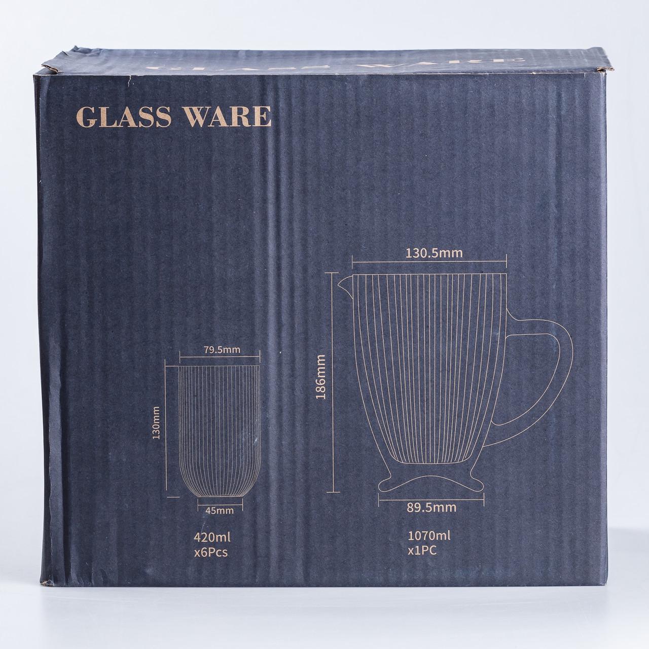 Набор стеклянный кувшин и 6 стаканов Прозрачный - фото 4 Набор стеклянный кувшин и 6 стаканов Прозрачный - фото 4