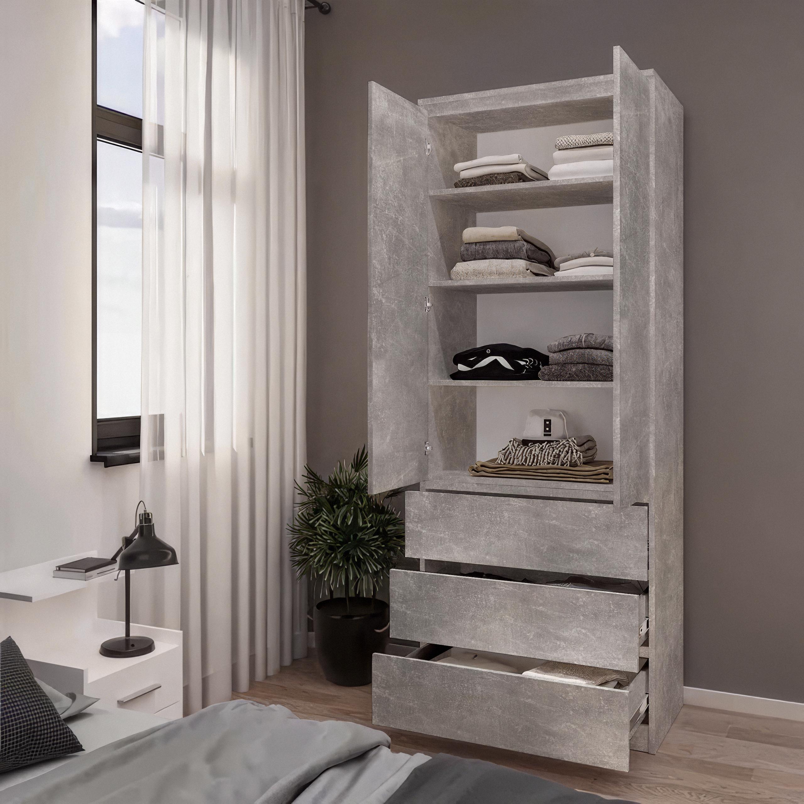 Шкаф с полками и ящиками T-210 803х502х2117 мм Бетон - фото 1