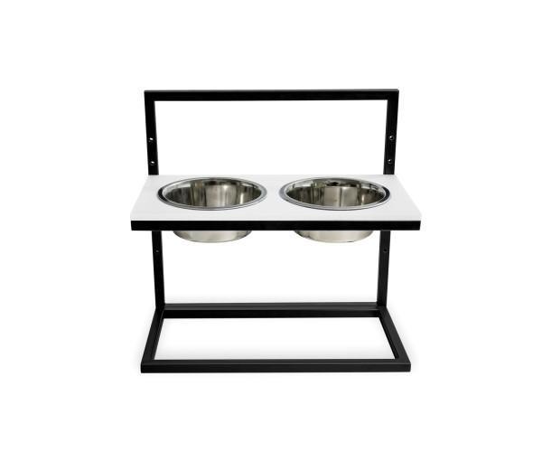 Миски на подставке Harley&Cho c регулируемой высотой M Lift White stone/Black