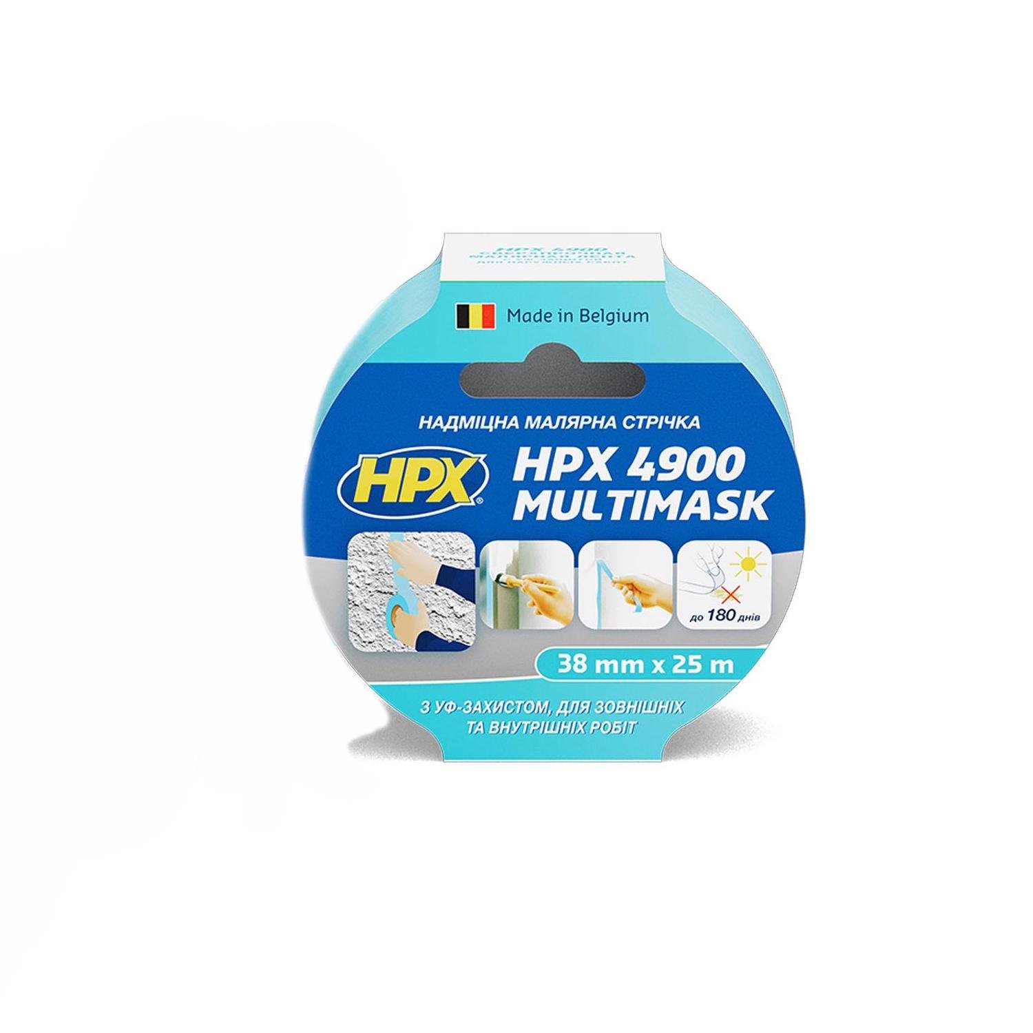 Лента малярная HPX MULTIMASK 120C EW3825 38x0,1 мм 25 м бумага/акрил Голубой (INRUC0050603802500)