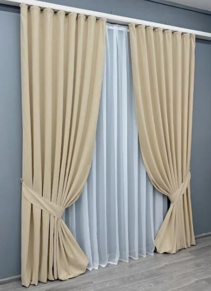 Комплект штор мікровелюр Petek 1,5х2,9 м 2 шт. Бежевий (1826ш 33-0818) - фото 2 Комплект штор мікровелюр Petek 1,5х2,9 м 2 шт. Бежевий (1826ш 33-0818) - фото 2