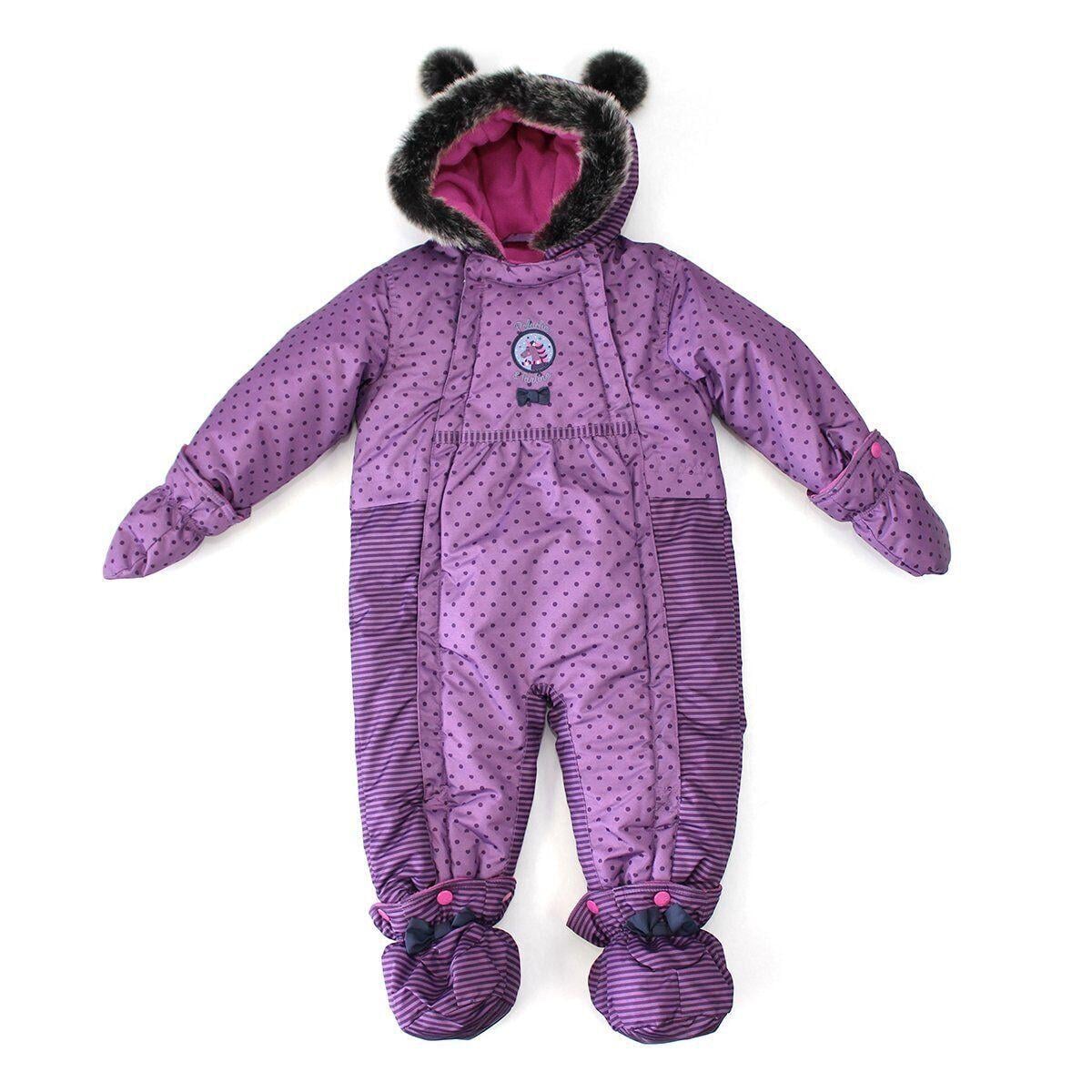 Детский зимний комбинезон цельный Peluche&Tartine F17M108BF для девочки 84-94 см Лиловый (F17M108BF-Purplewave-24m)