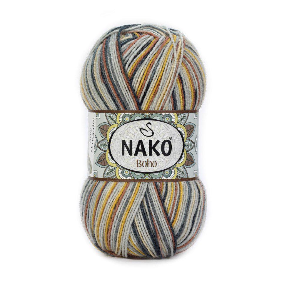 Пряжа носочная Nako Boho Concept 82453 Grey Mandala (2522)