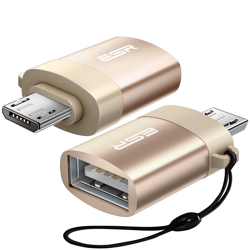 OTG адаптер ESR Micro USB до USB 2.0 Золотистий