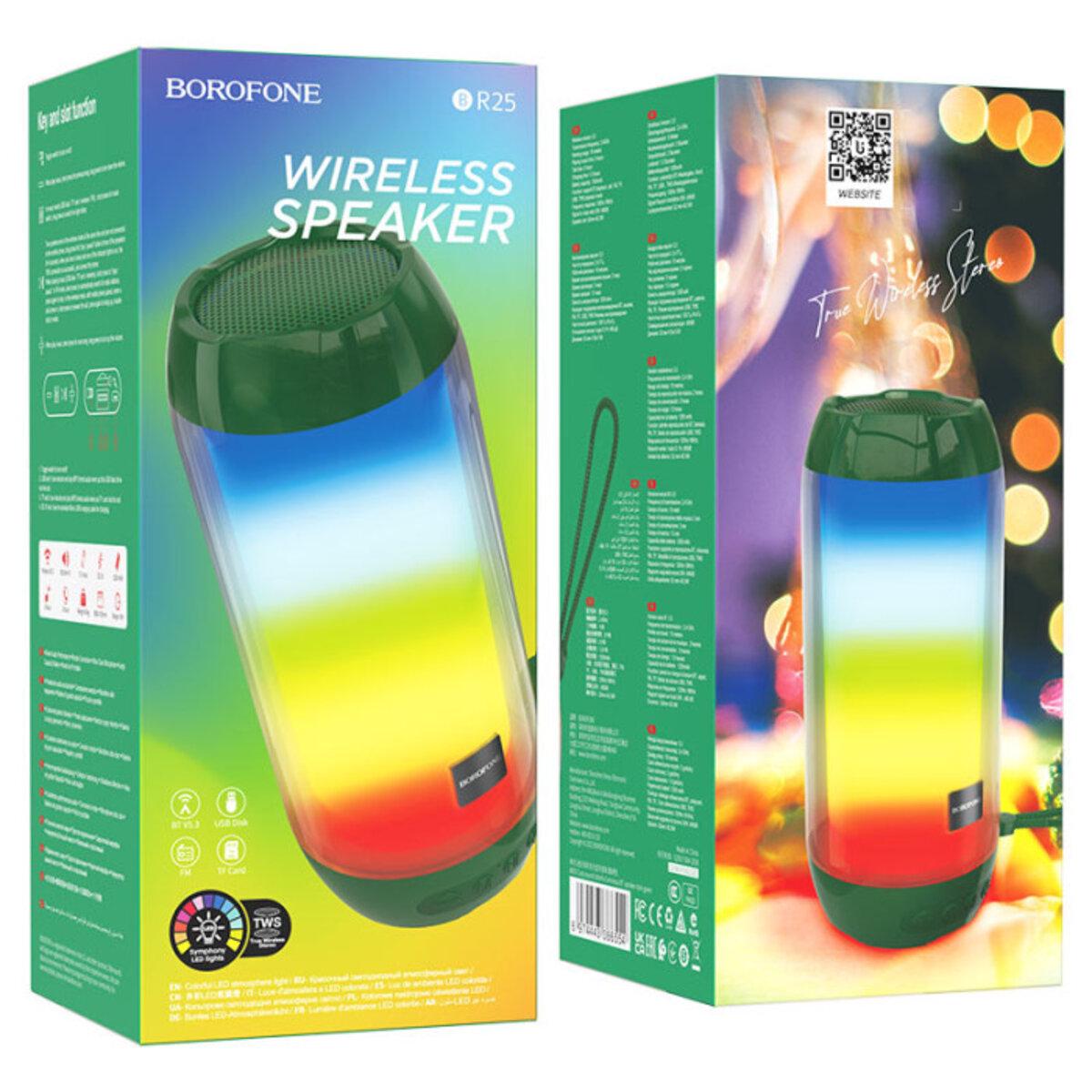 Портативная колонка Borofone BR25 Crazy sound colorful luminous BT speaker 1200 mAh Dark Green (19100349) - фото 2