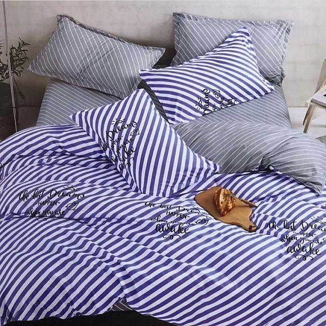 Комплект постільної білизни Family Смуга євро бязь голд 9981909 Синій (DR012580)