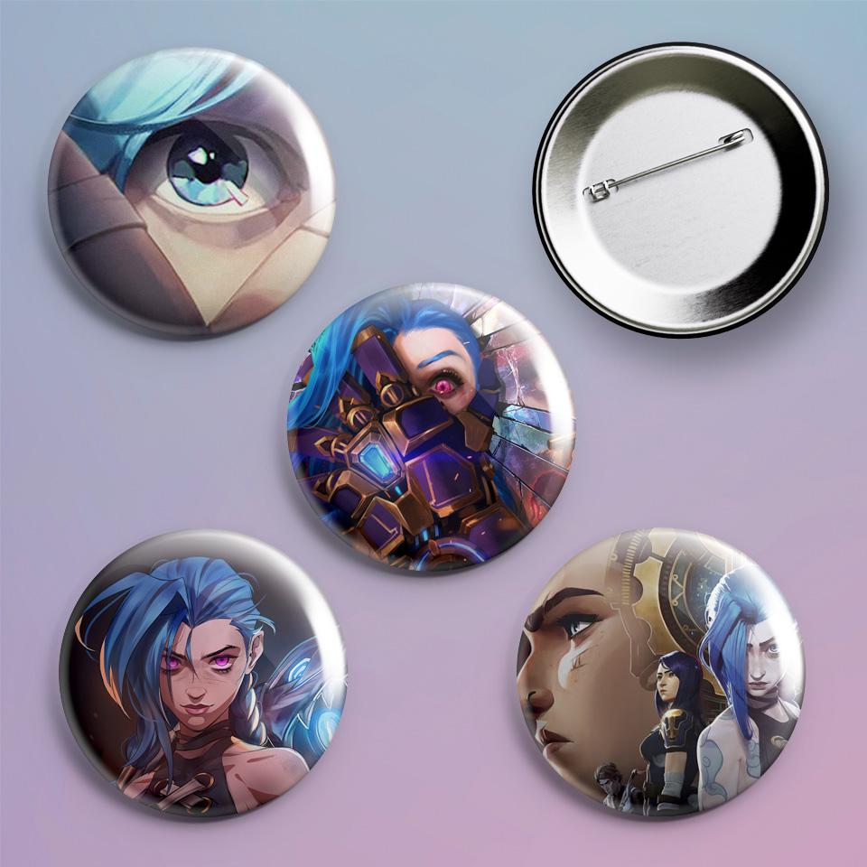 Значки на рюкзак с принтом Arcane League of Legends 4 шт.