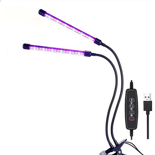 Ультрафиолетовая лампа для растений 2 лампы 20W USB таймер с креплением прищепка и пультом Ультрафиолетовая лампа для растений 2 лампы 20W USB таймер с креплением прищепка и пультом