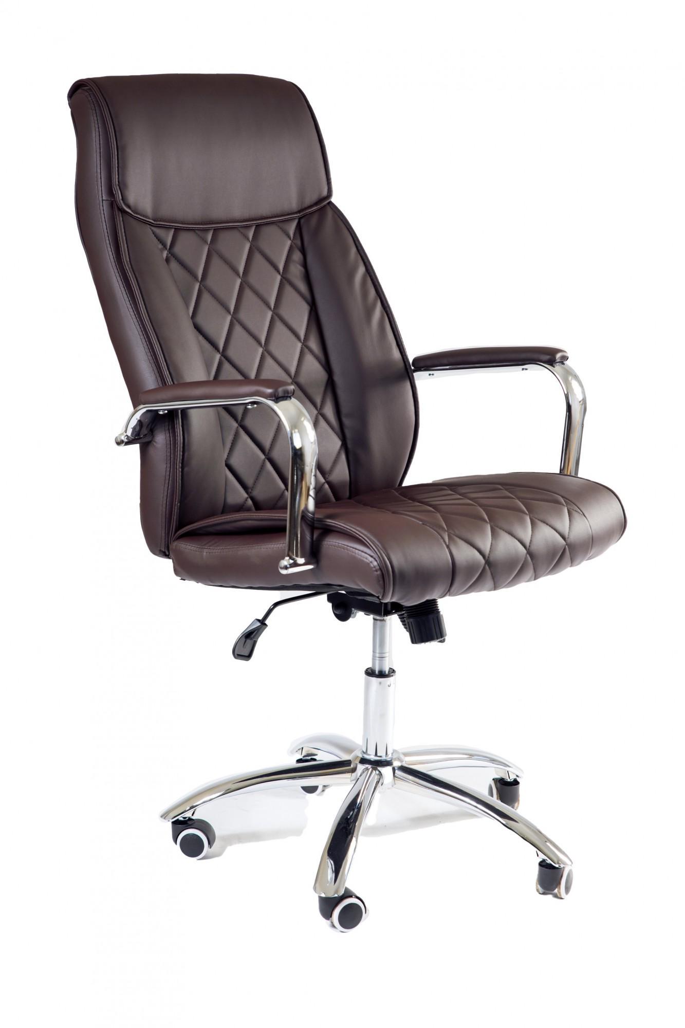 Кресло офисное компьютерное DionysusDesign хром Anyfix экокожа Коричневый - фото 1