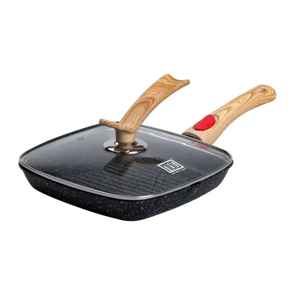 Сковорода-гриль для кухонных плит MGC с антипригарным покрытием и съемной ручкой 24 см Черный (147-107- HP-4-461B)