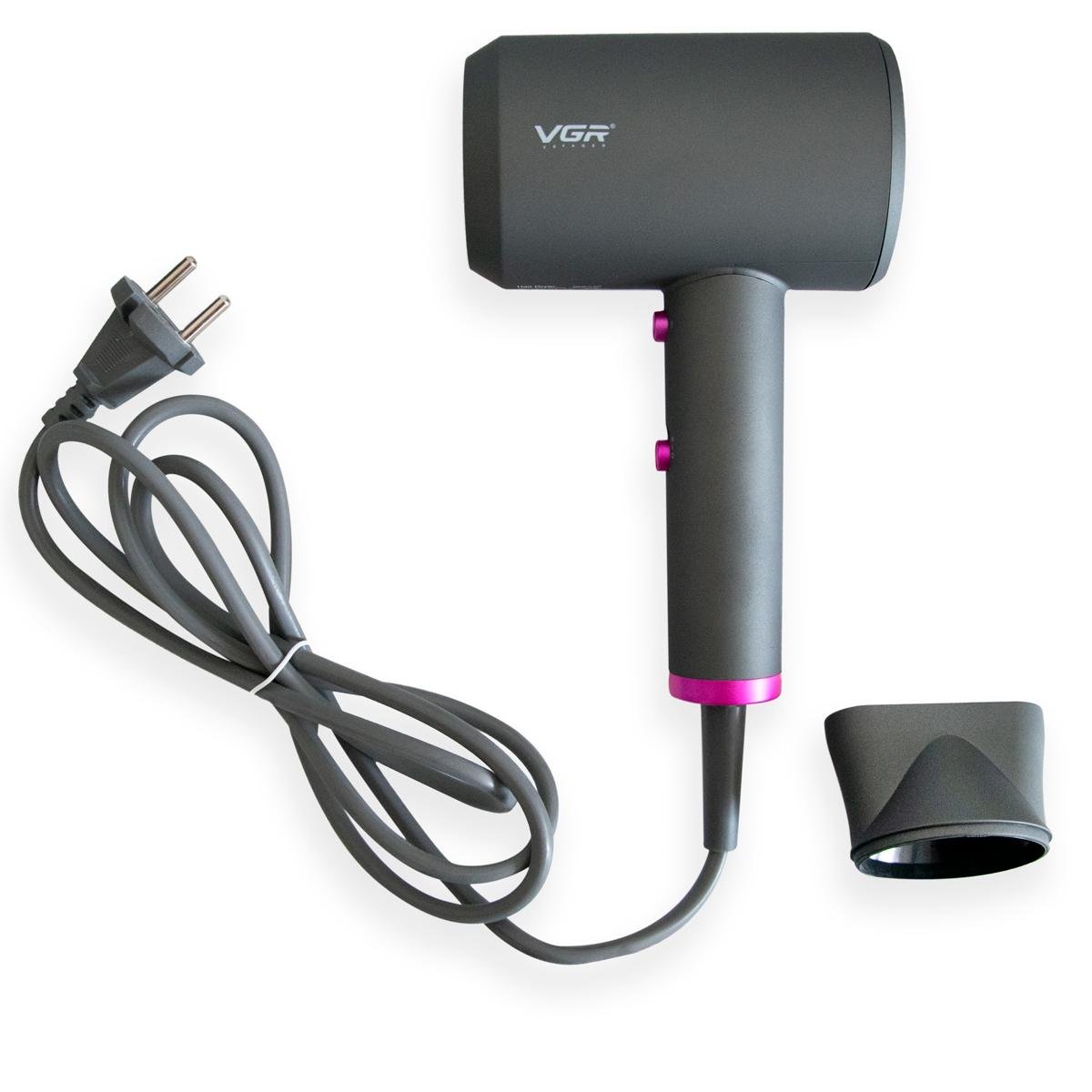 Фен для сушки волосся VGR Fashion V-400 2000 W Сіро-рожевий (1009581-Gray)