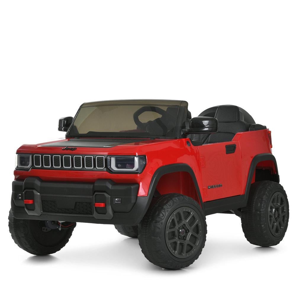Детский электромобиль двухместный Jeep JJ2500EBLR-3 24V на 4 мотора/колеса EVA/кожаное сиденье Красный (33100406)