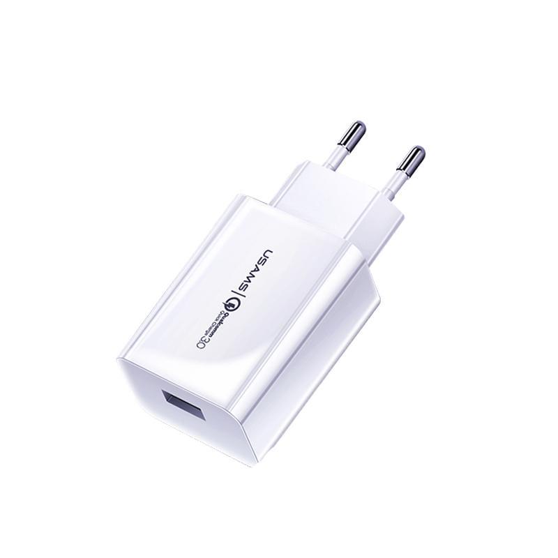 Зарядний пристрій мережевий Usams US-CC083 T22 Single USB QC3.0 Travel Charger EU Білий (00000034485_1)