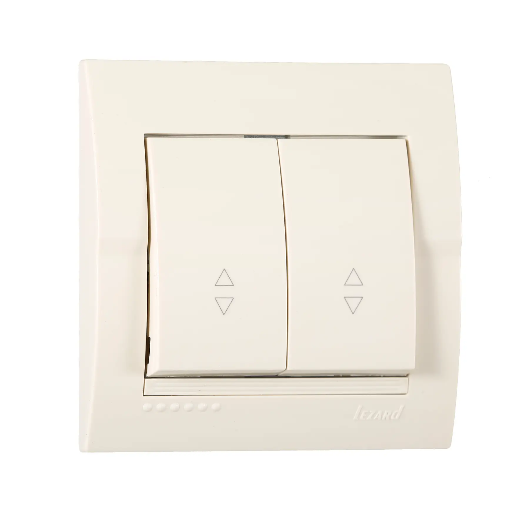 Вимикач Lezard Deriy 2-клавішний прохідний Кремовий