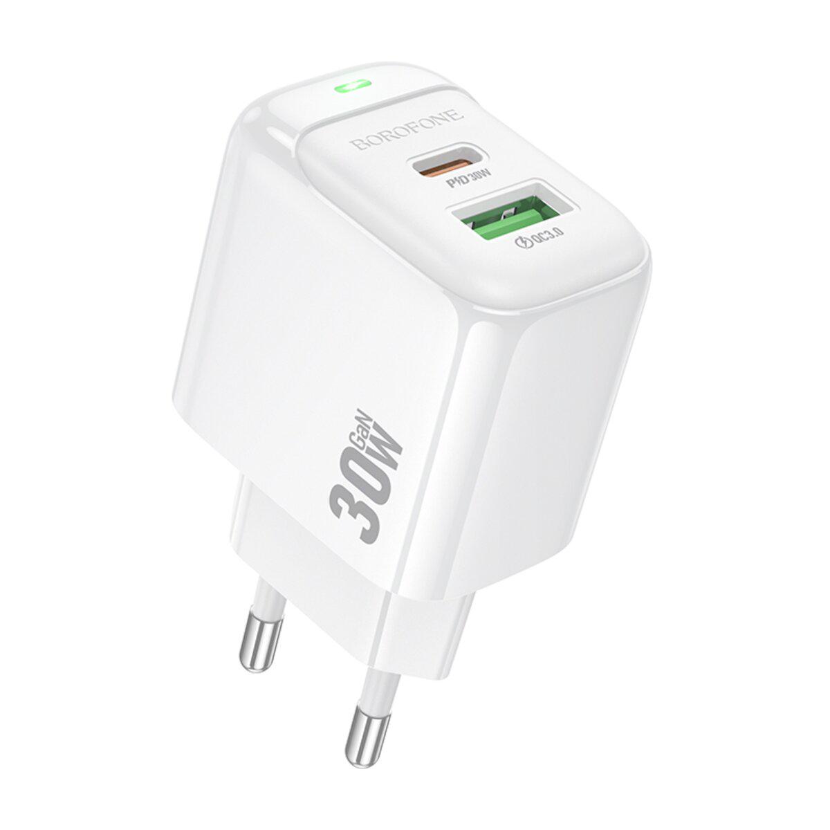 Зарядний пристрій Borofone BAS45A 30W USB-A Type-C White