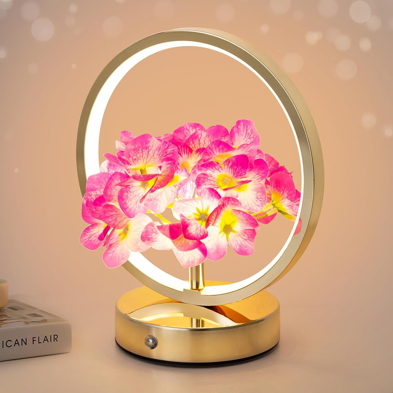 Лампа сенсорная с цветами гортензии аккумуляторная беспроводная 3-х сторонняя (2962543674)