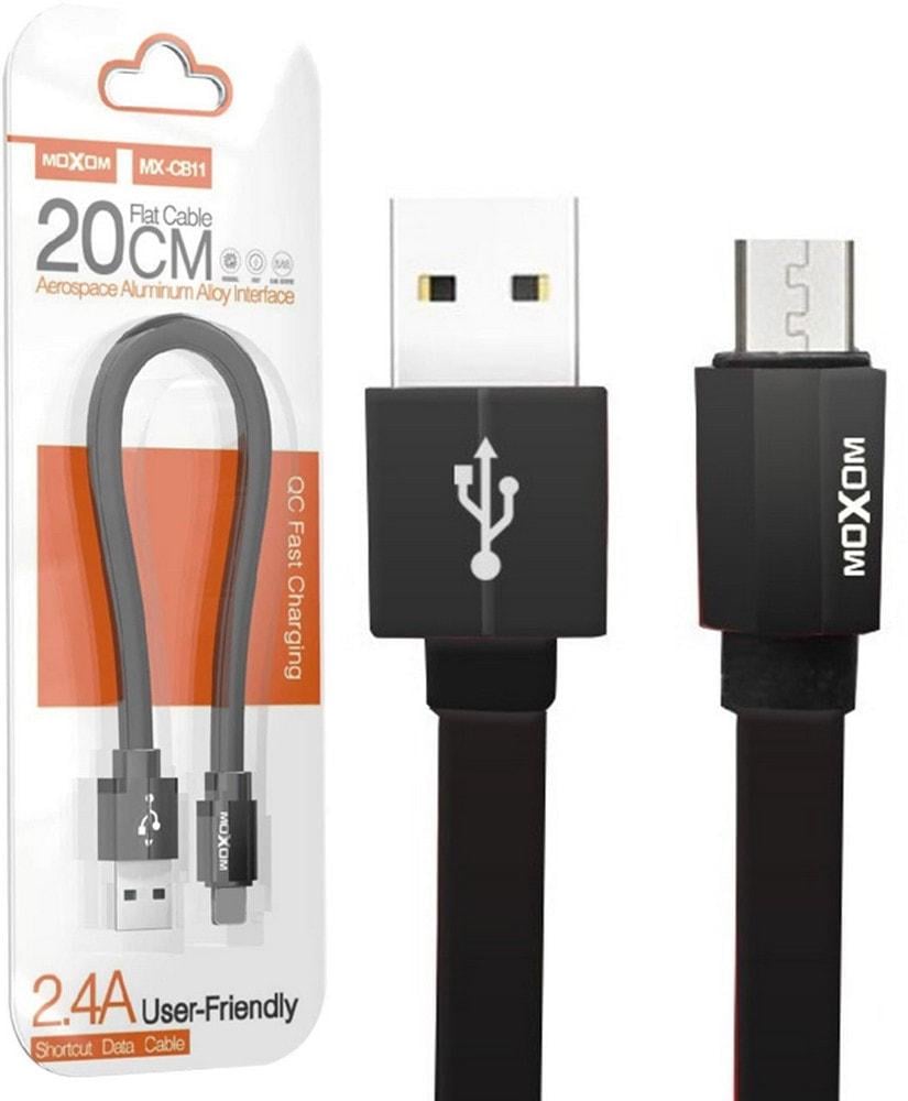 Кабель інтерфейсний Moxom micro USB MX-CB11 2,4A 0,2 м Black (37003)