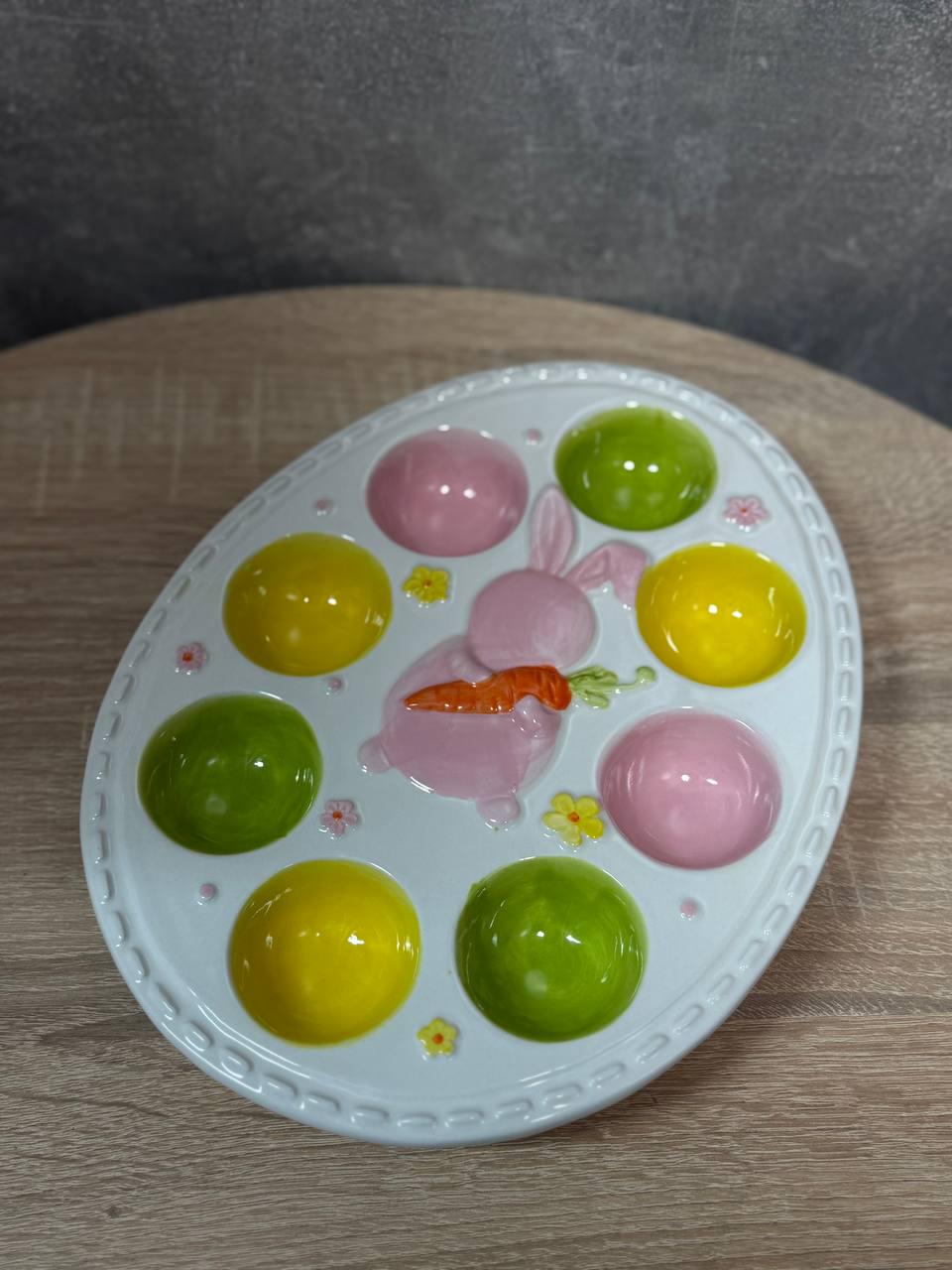 Блюдо великоднє для яєць Stenson Easter керамічне 27х21х2,5 см (R40706-1)