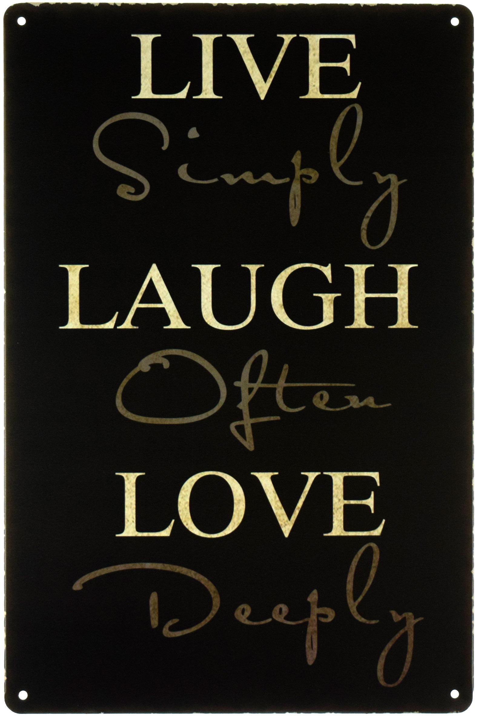 Табличка металева Живи Просто, смійся Часто, Люби Глибоко/Live Simply, Laugh Often, Love Deeply 20x30 см