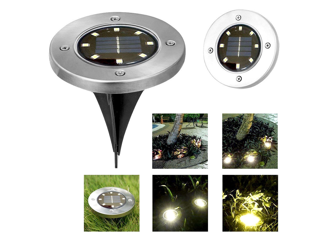 Світильник вуличний на сонячній батареї Disk lights 8 led - фото 2