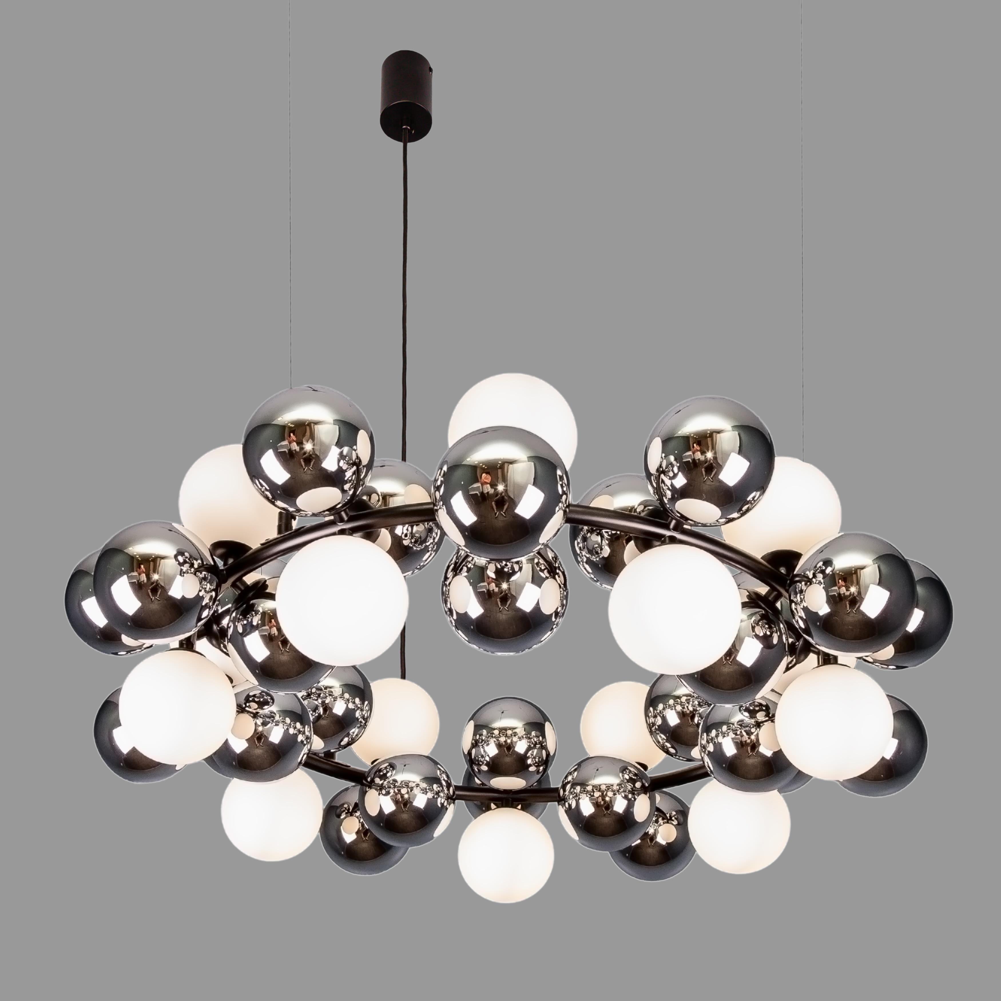 Люстра дизайнерская Полумесяц на 14 ламп Черный (88-CH68122-14 BK+CH+WH)