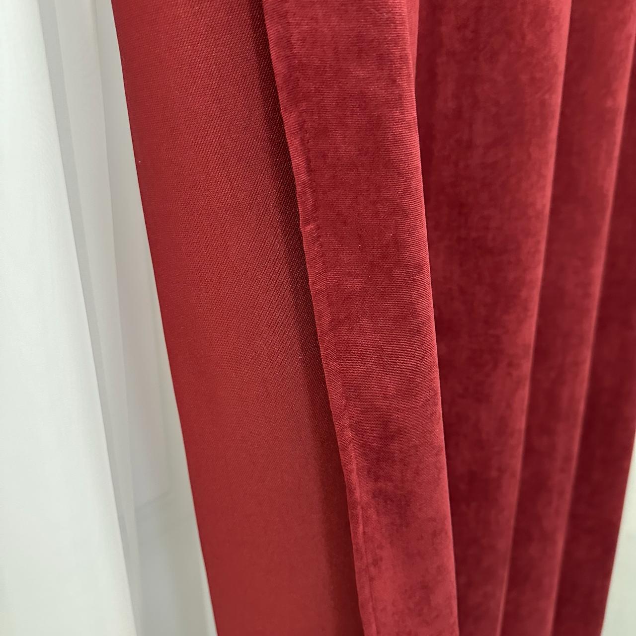 Комплект штор мікровелюр 2 шт. 1,5х2,7 м готові на шторній тасьмі 6 см Бордовий (petek-V510) - фото 6
