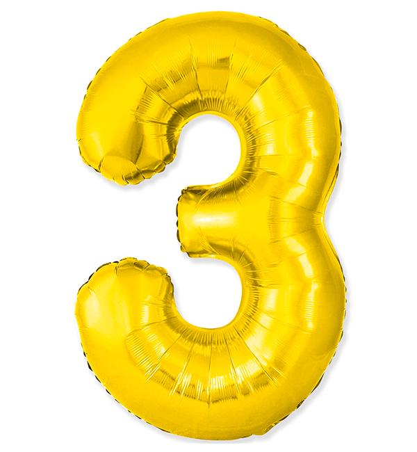 Кулька Цифра 3 Slim 1 м Золотий (1356190)