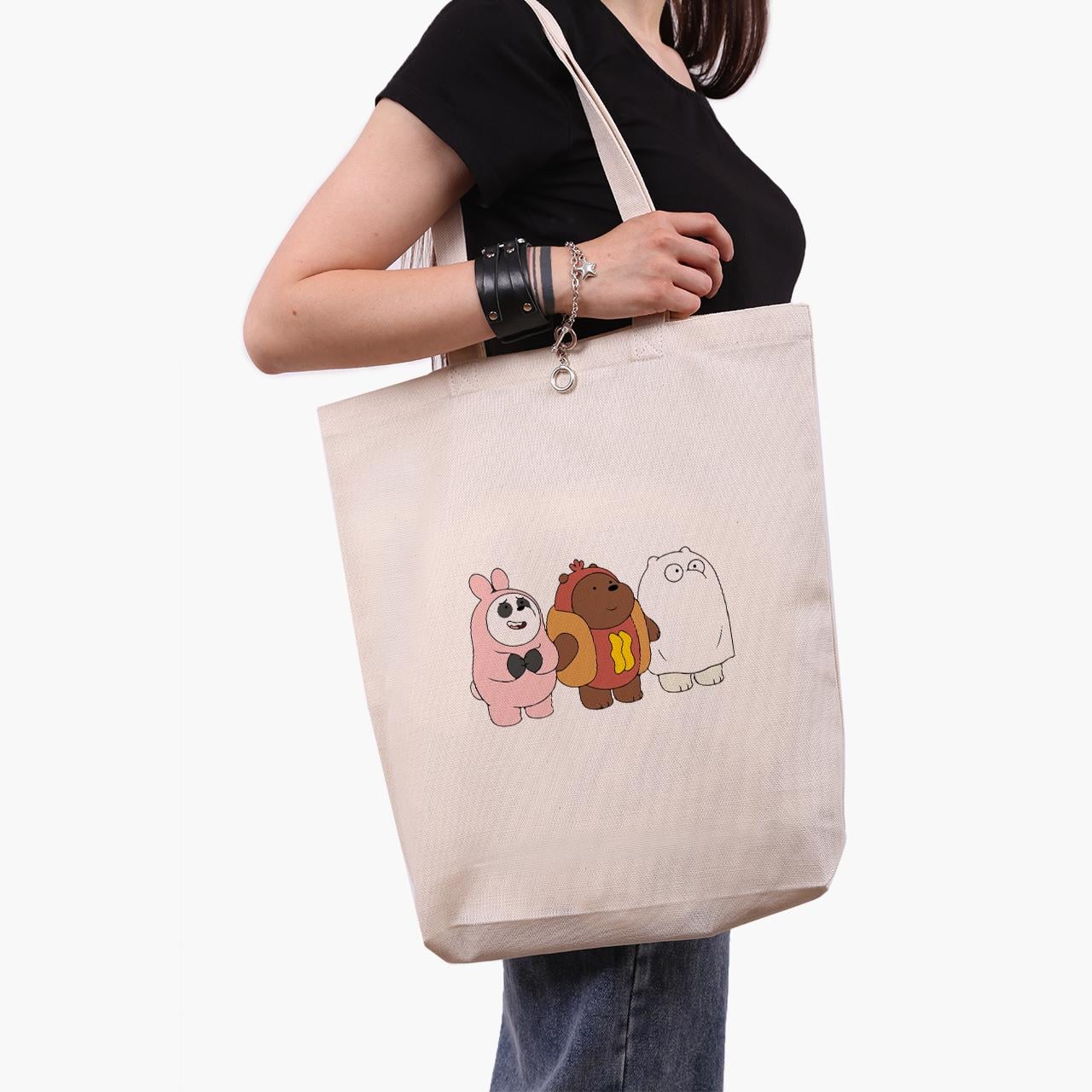Эко сумка шоппер We Bare Bears 41x39x8 см Бежевый (9227-2905-WTD) Эко сумка шоппер We Bare Bears 41x39x8 см Бежевый (9227-2905-WTD)