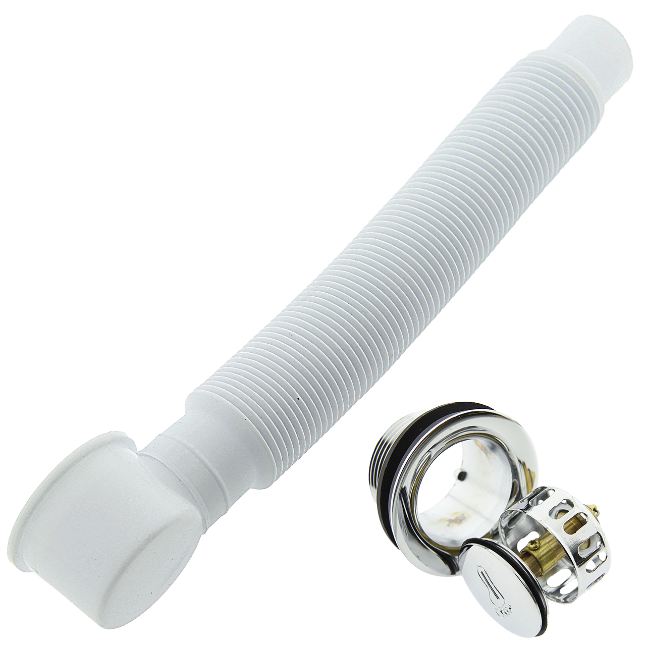 Донный клапан с сеточкой для сбора мусора в комплекте с гофрой ПУ03г (14164690)