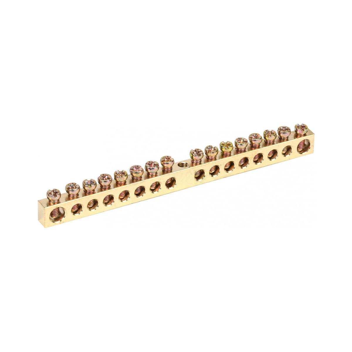 Шина нульова УЕК 16 отворів кріплення по центру мідь 8х12 мм (YNN20-16-100)